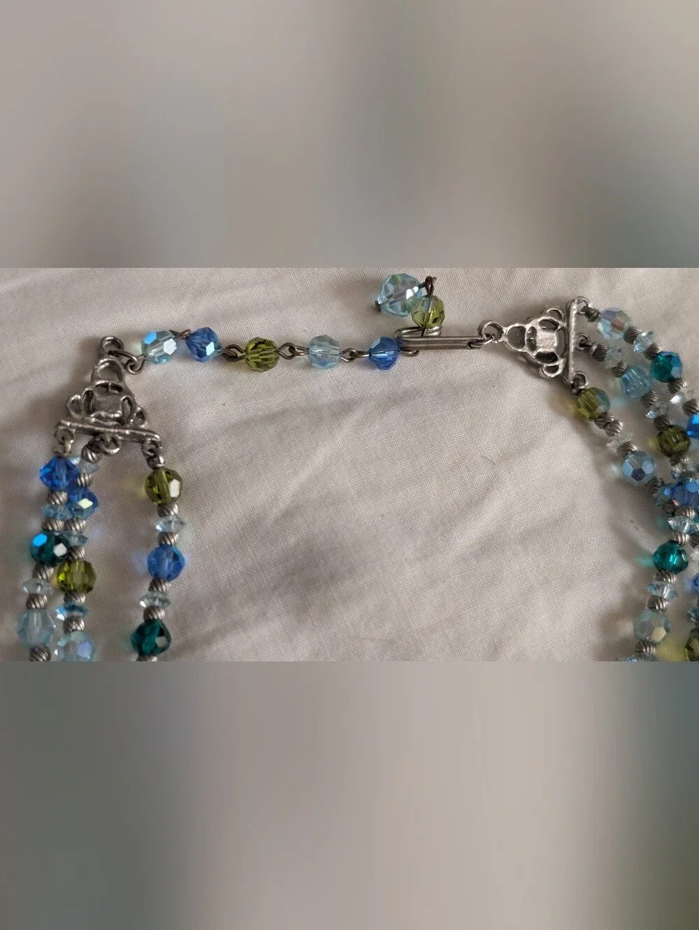 Vintage AB Green & Blue Crystal Demi Parure Set